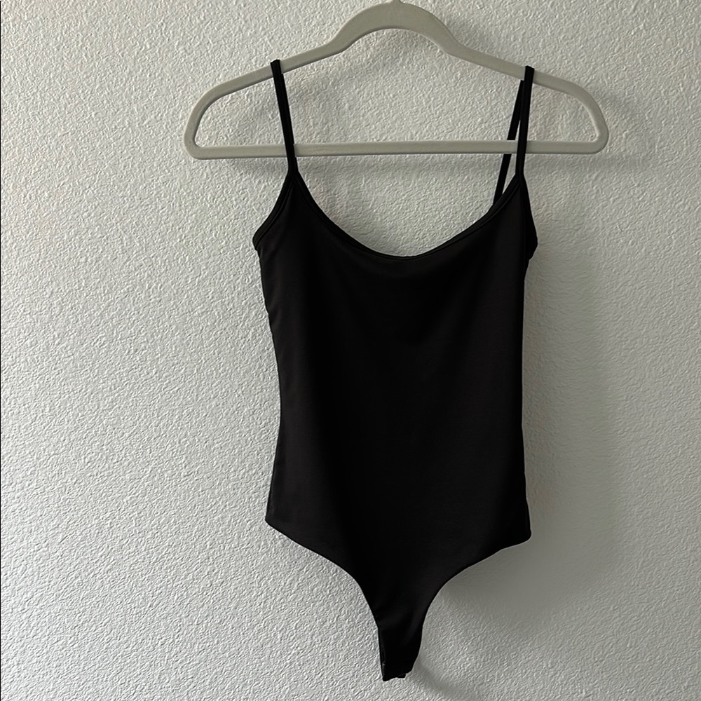 Clyque Black Spaghetti Strap Bodysuit